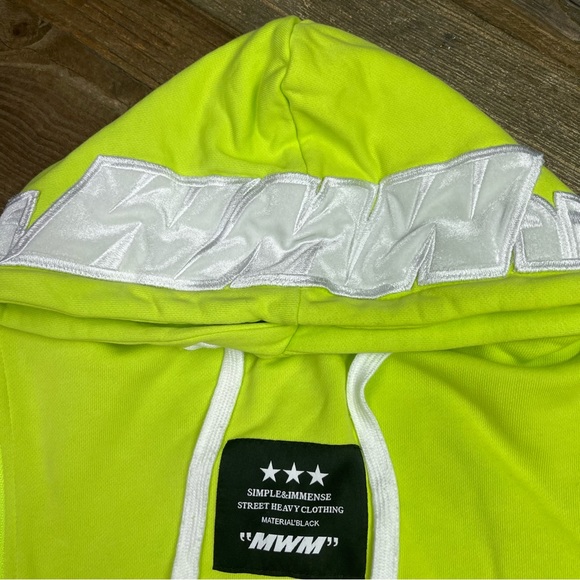 Mod Wave Movement Wings Cropped Hoodie Neon Green Size M - Picture 2 of 12